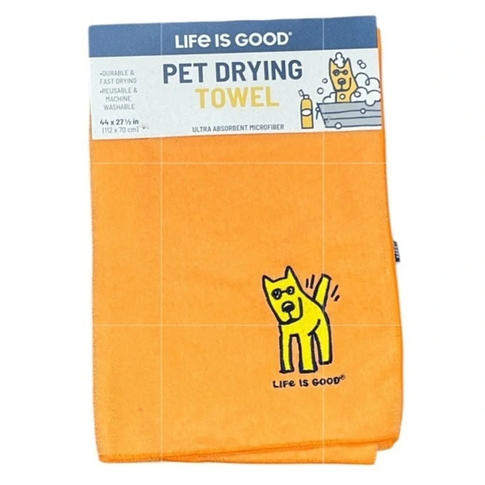 Life is good - 2/$28 - ‘Jake - Orange’ pet drying towel. NWT.